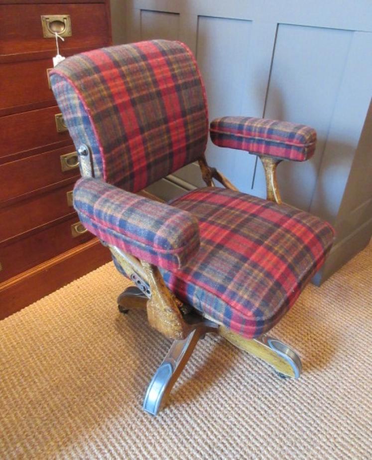 1920's Upholstered Reclining Desk Armchair - Image 3