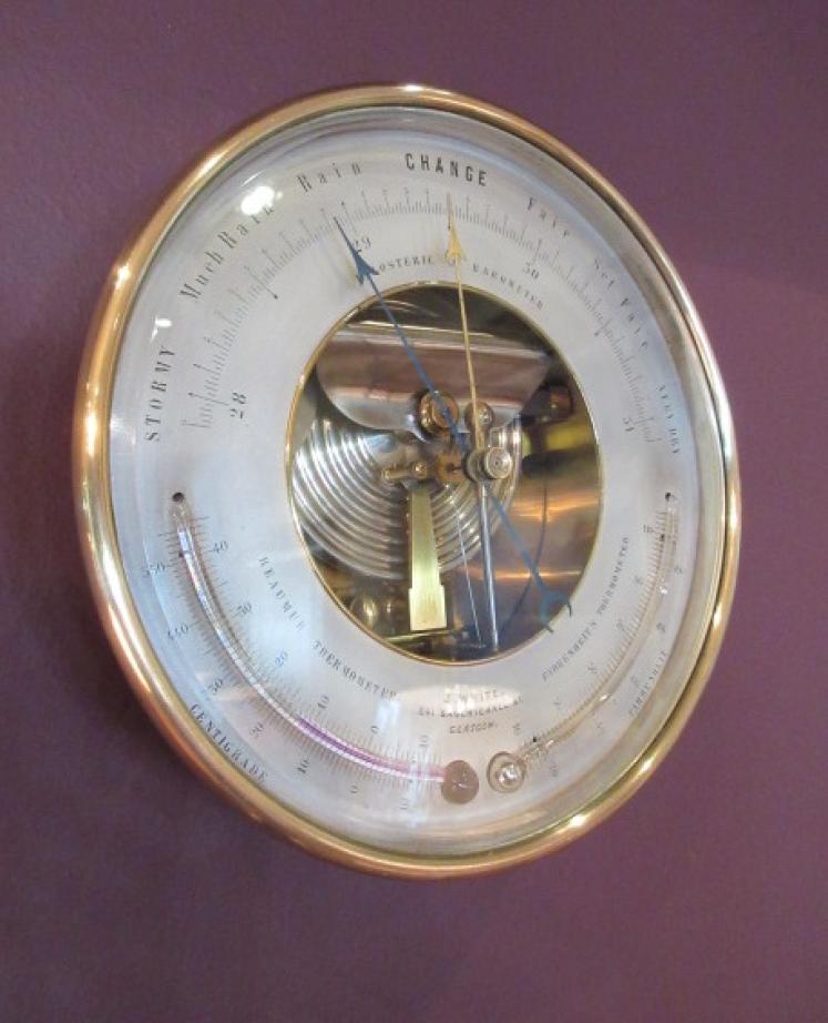 Large Victorian Twin Thermometer Marine Barometer - Image 1