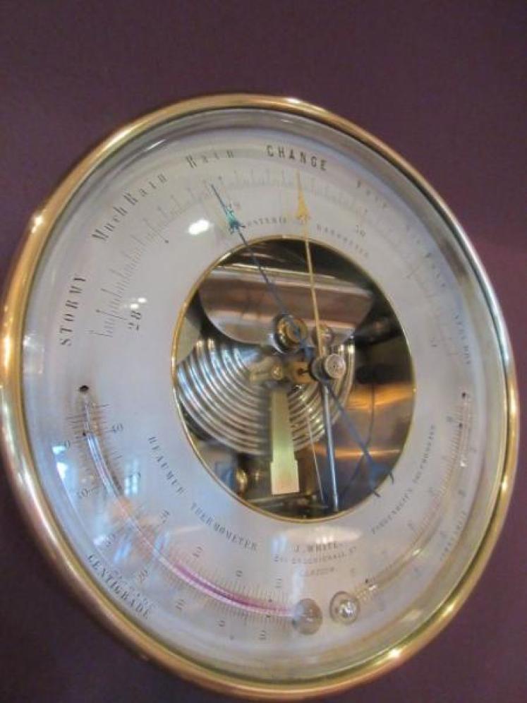 Large Victorian Twin Thermometer Marine Barometer - Image 2