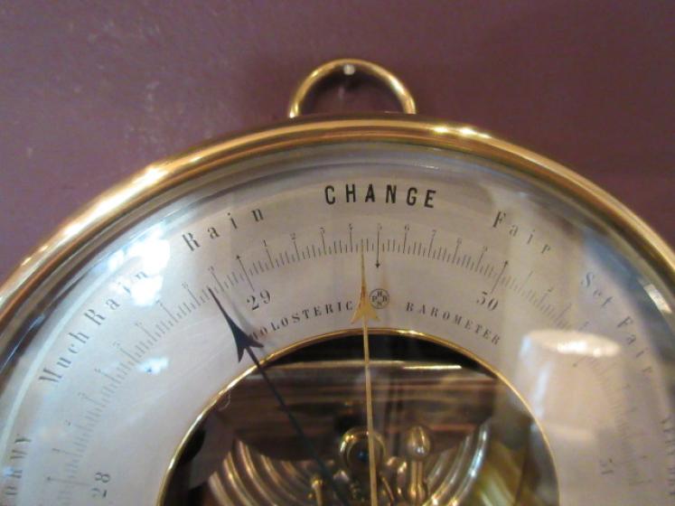Large Victorian Twin Thermometer Marine Barometer - Image 4