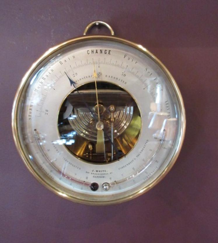 Large Victorian Twin Thermometer Marine Barometer - Image 5