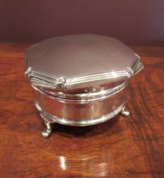 George V Period Silver Engined Turned Ring Box