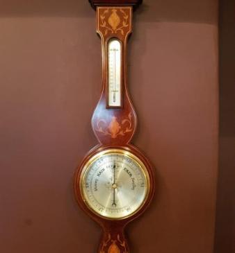 Top Qualiy Victorian Inlaid London Banjo Barometer
