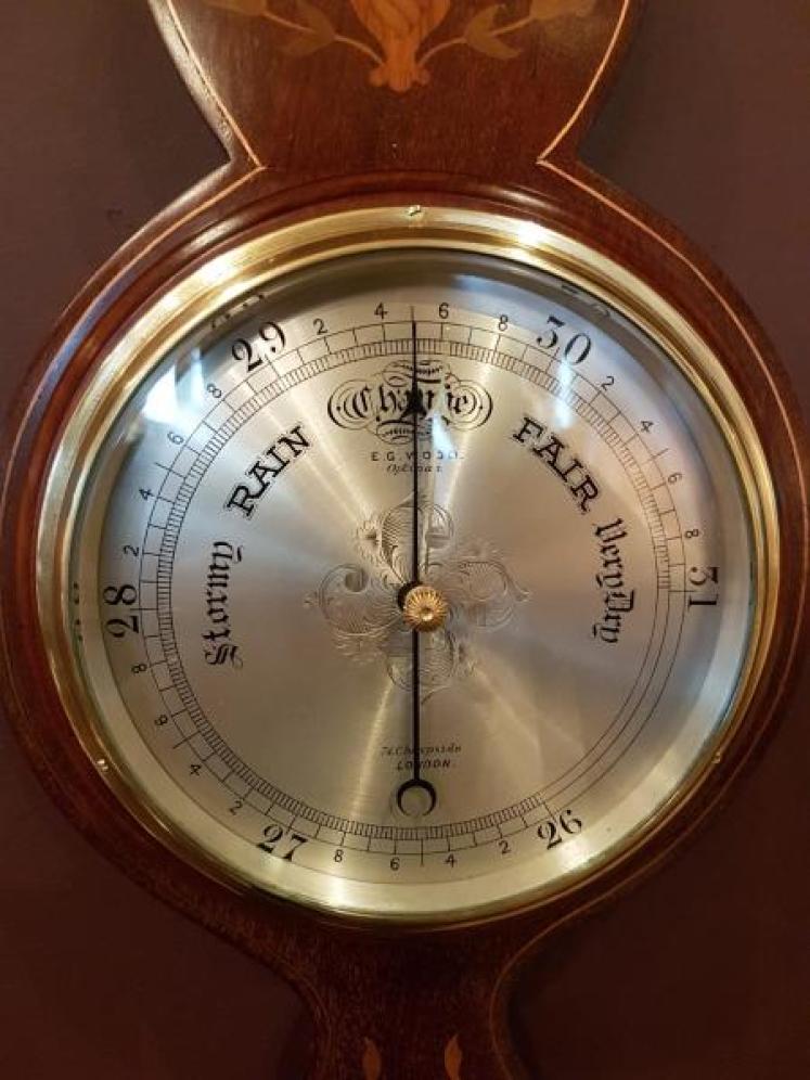 Top Qualiy Victorian Inlaid London Banjo Barometer - Image 5