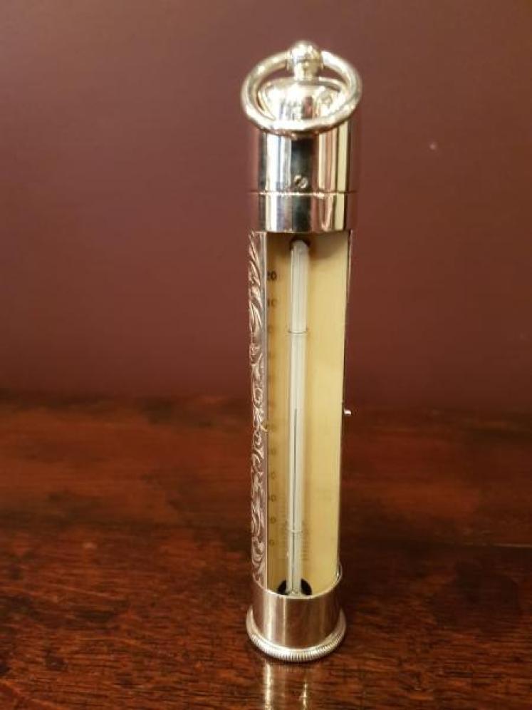 Rare Victorian Silver Campaign Thermometer - Image 1