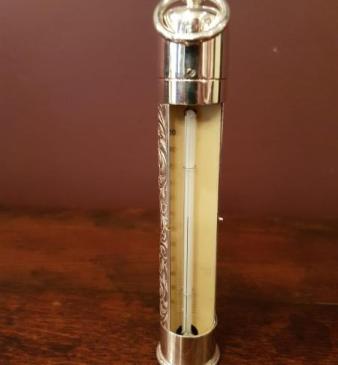 Rare Victorian Silver Campaign Thermometer