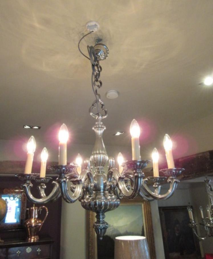 Superb Edwardian Period Bronze Nickel Plated Chandelier - Image 1