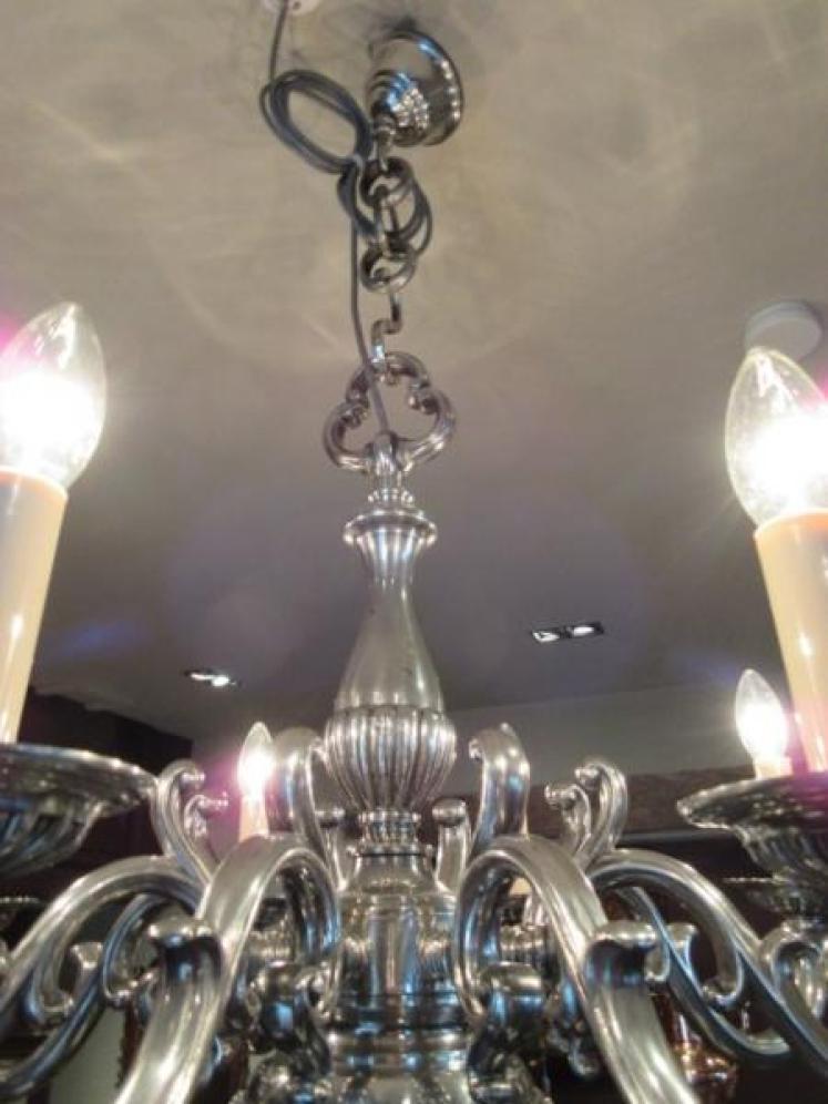 Superb Edwardian Period Bronze Nickel Plated Chandelier - Image 3