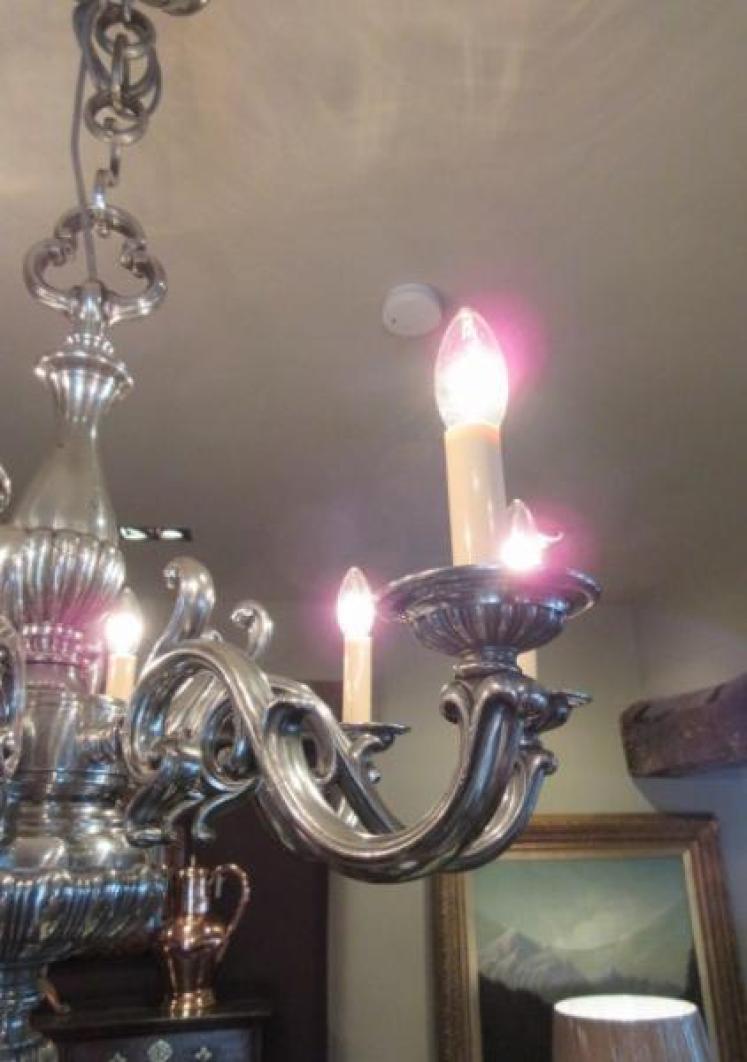 Superb Edwardian Period Bronze Nickel Plated Chandelier - Image 4
