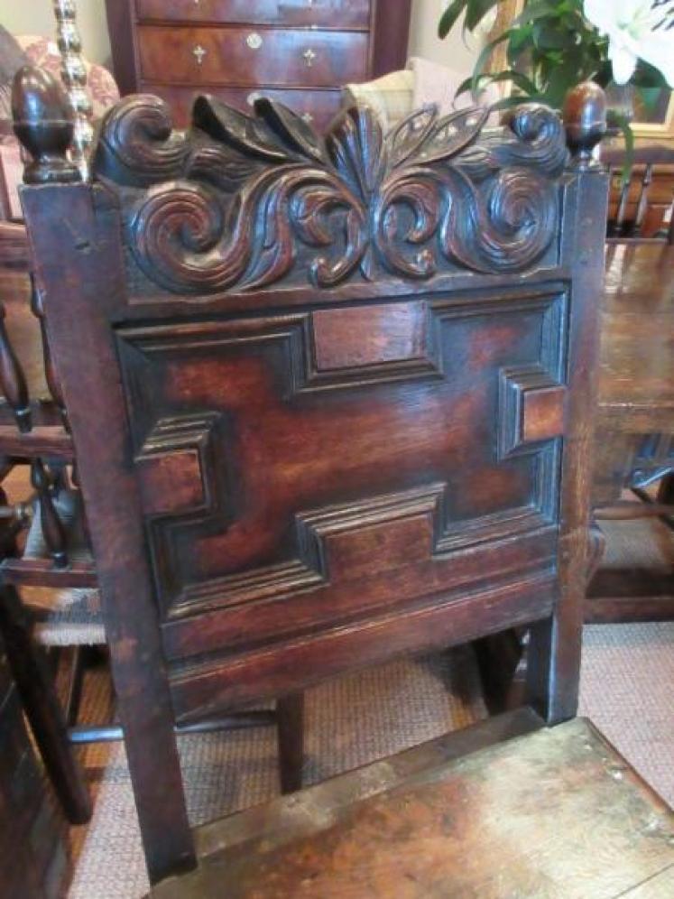 Very Original Pair of Early Period Oak Hall Chairs - Image 3