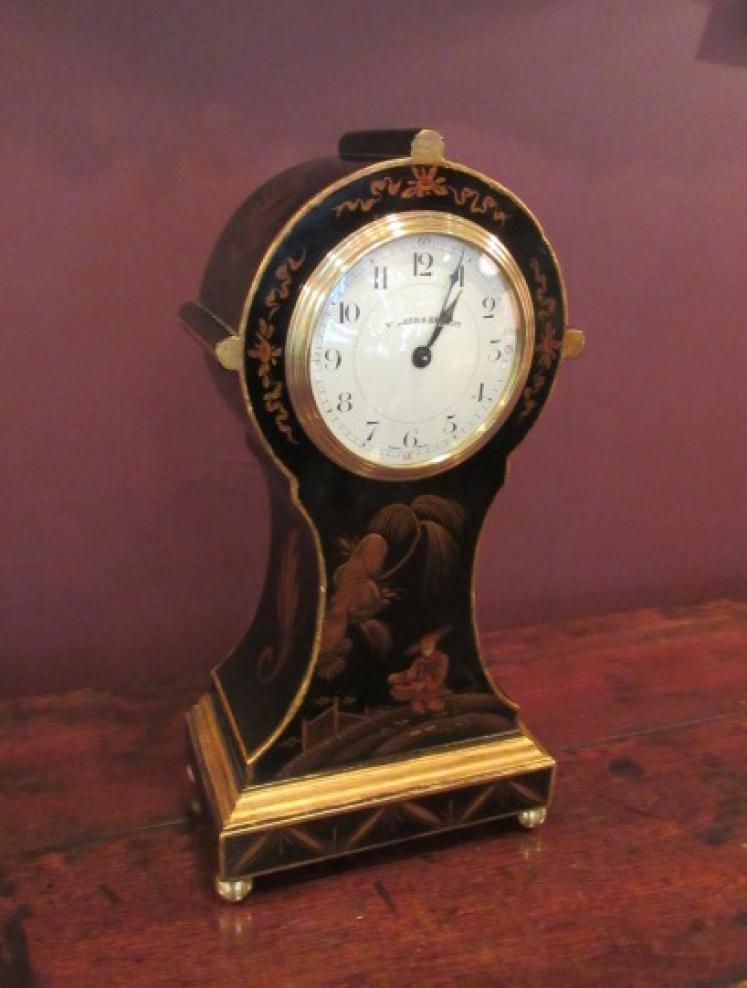 Superior Edwardian Chinoserie Lacquered Mantel Clock - Image 1