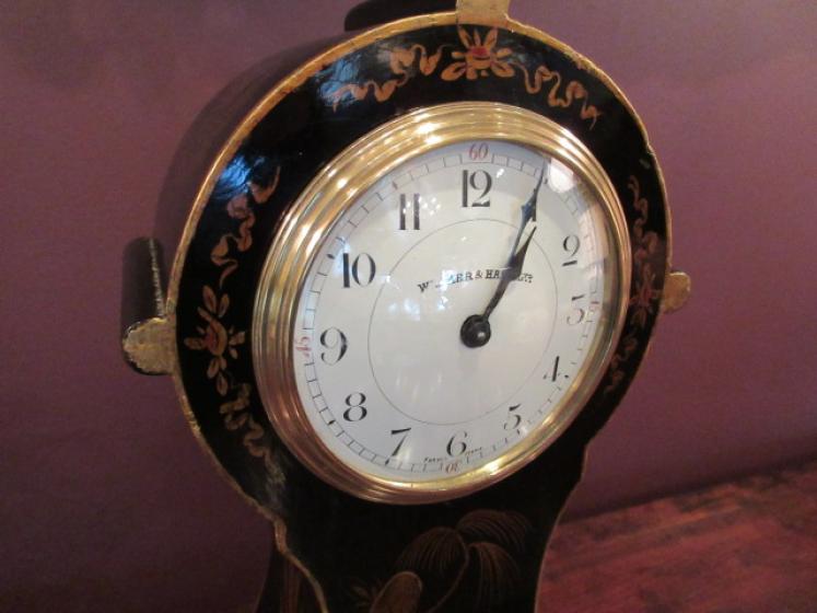 Superior Edwardian Chinoserie Lacquered Mantel Clock - Image 2