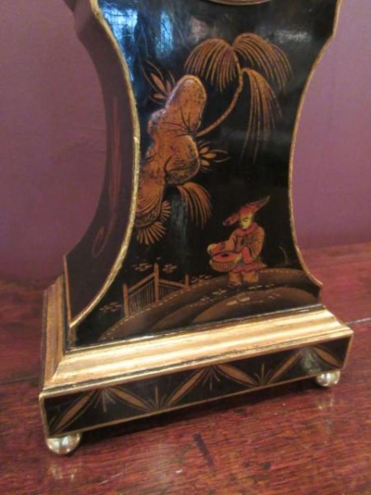 Superior Edwardian Chinoserie Lacquered Mantel Clock - Image 5