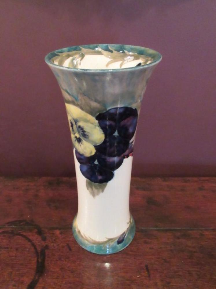 Early Moorcroft Pansy on Cream Flared Top Vase - Image 1