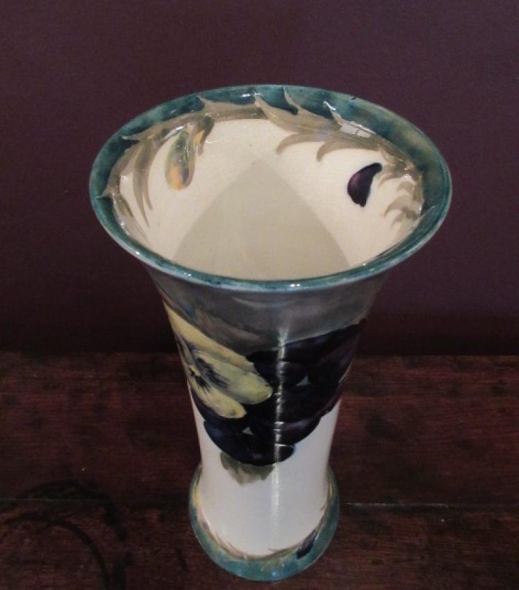 Early Moorcroft Pansy on Cream Flared Top Vase - Image 2