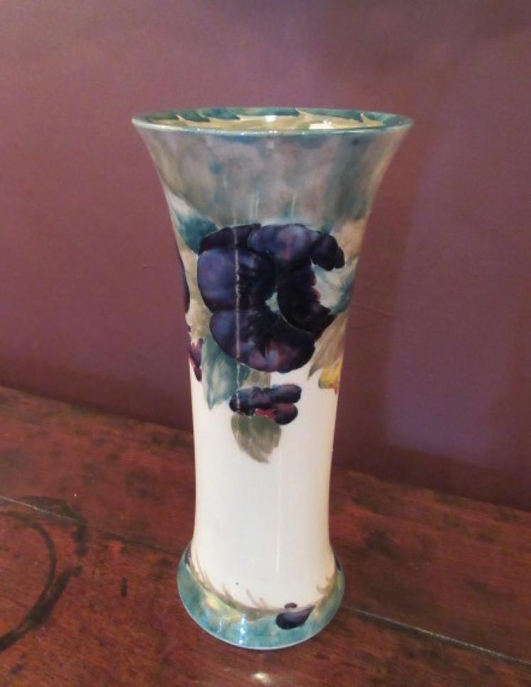 Early Moorcroft Pansy on Cream Flared Top Vase - Image 5