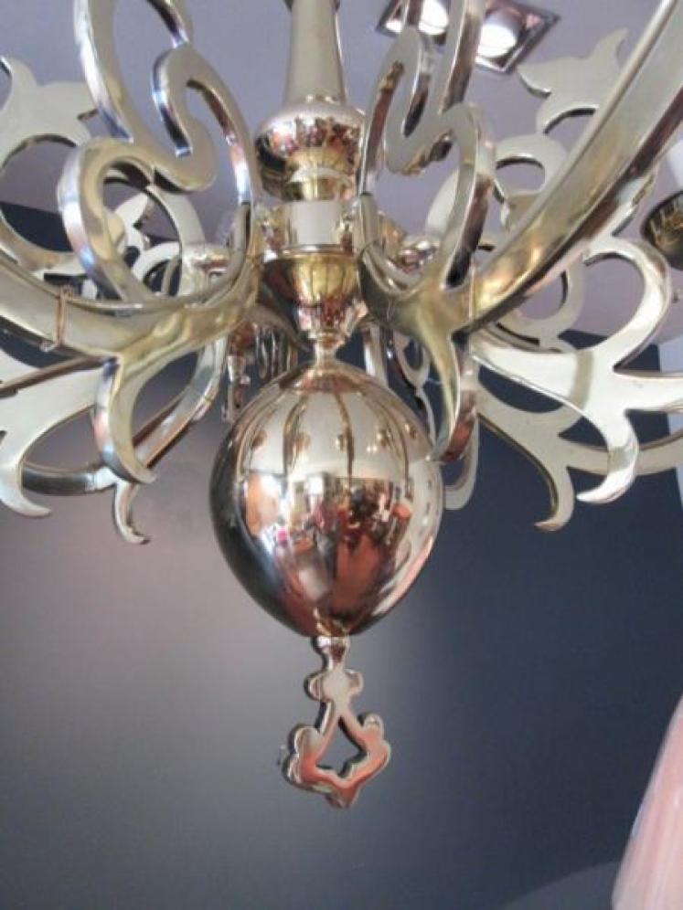 Arts & Crafts Period Solid Brass Chandelier - Image 2