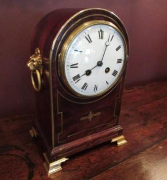 Early Victorian Brass Inlaid Striking Mantel Clock