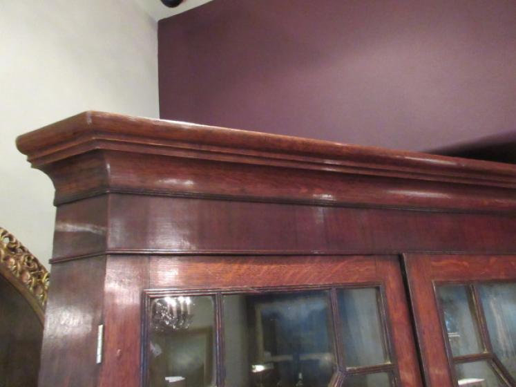 George III Period Oak & Mahogany Double Corner Cupboard - Image 4
