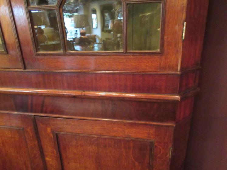 George III Period Oak & Mahogany Double Corner Cupboard - Image 5
