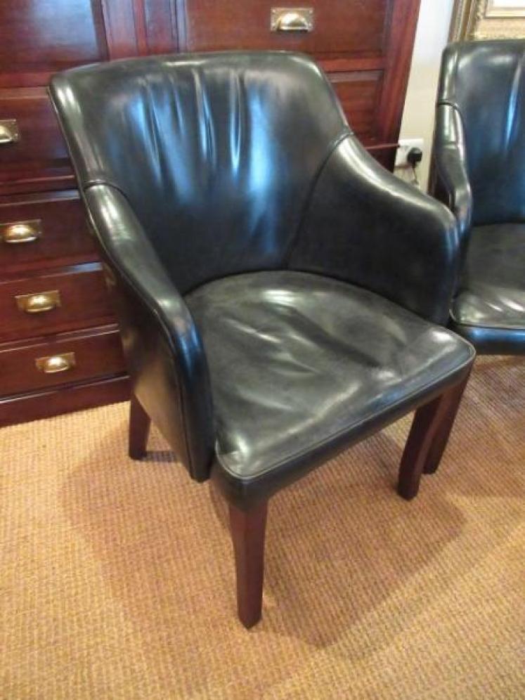 Pair of 1920's Dark Green Leather Club Armchairs - Image 3