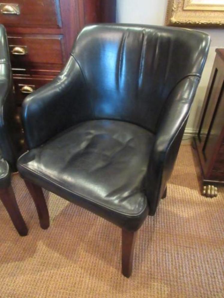 Pair of 1920's Dark Green Leather Club Armchairs - Image 5