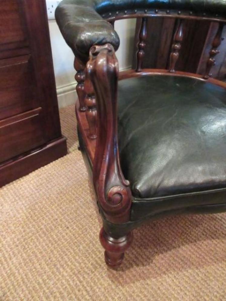 Early Victorian Leather Upholstered Tub Armchair - Image 2
