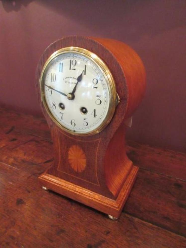 Edwardian Period Sheraton Inlaid Striking Mantel Clock - Image 1