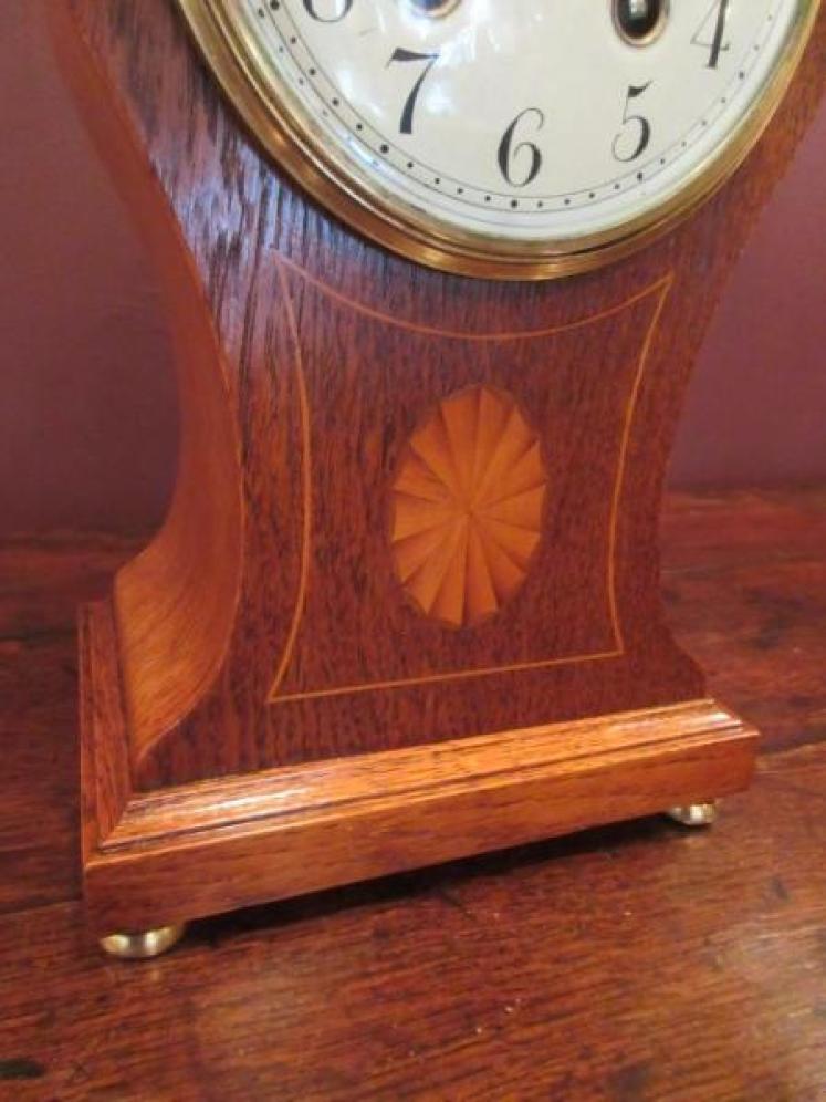 Edwardian Period Sheraton Inlaid Striking Mantel Clock - Image 2