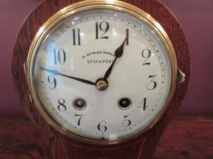 Edwardian Period Sheraton Inlaid Striking Mantel Clock - Image 5