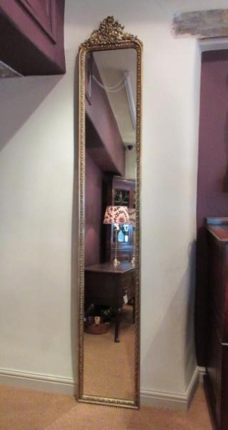Tall Mid 19th Century Timber Gilt Floor Standing Mirror - Image 1