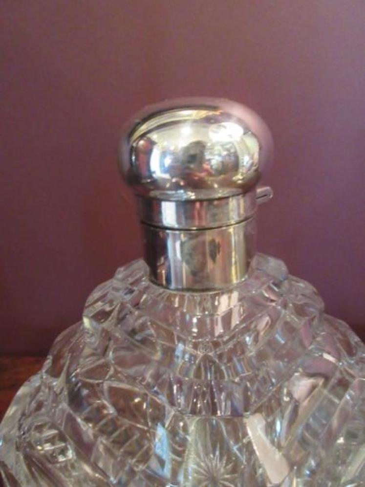 George V Period Silver Crystal Cut Glass Decanter - Image 5