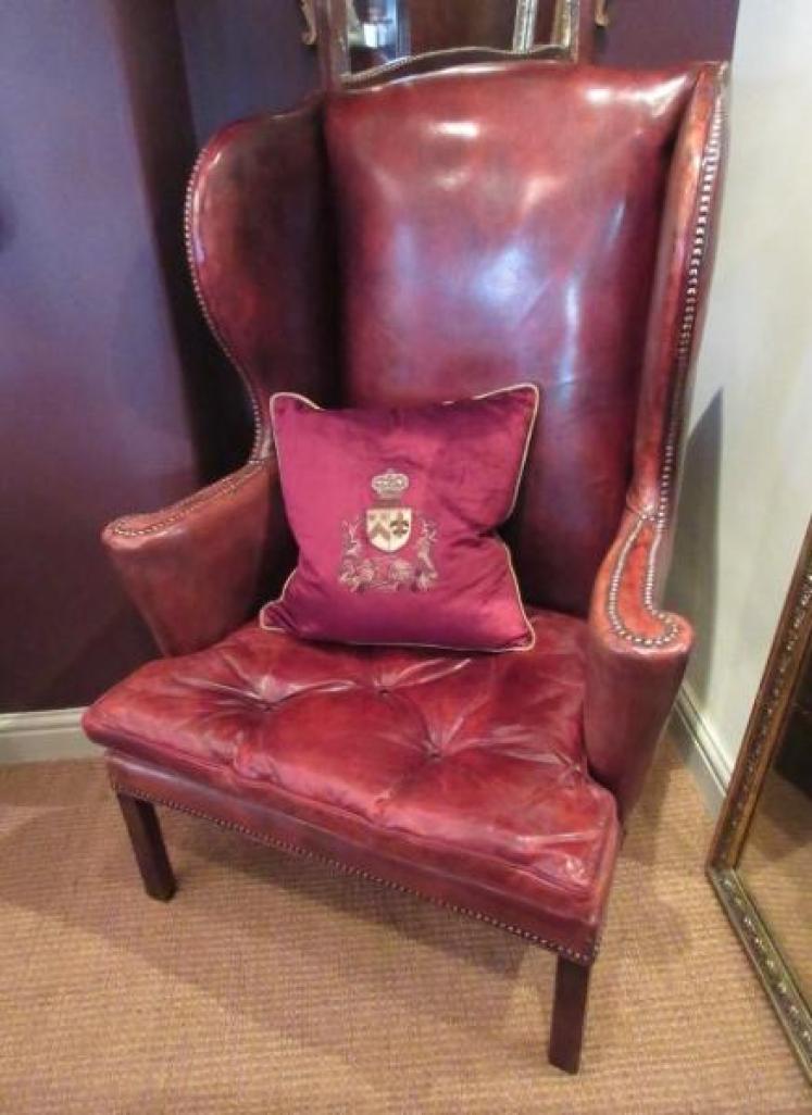 Superb 19th Century Leather Wing Back Armchair - Image 1