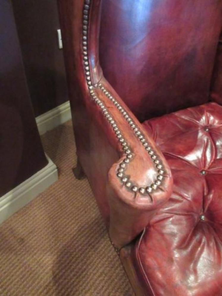 Superb 19th Century Leather Wing Back Armchair - Image 3