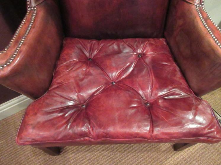 Superb 19th Century Leather Wing Back Armchair - Image 4