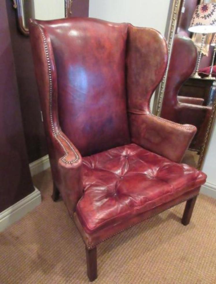 Superb 19th Century Leather Wing Back Armchair - Image 5