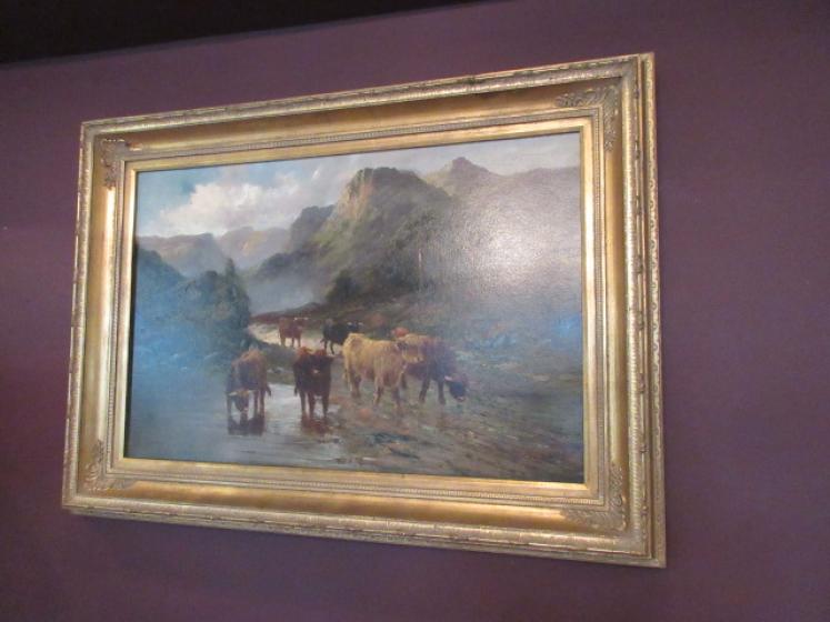Pair of Oil on Canvas 'Cattle Watering' Paintings - Image 3