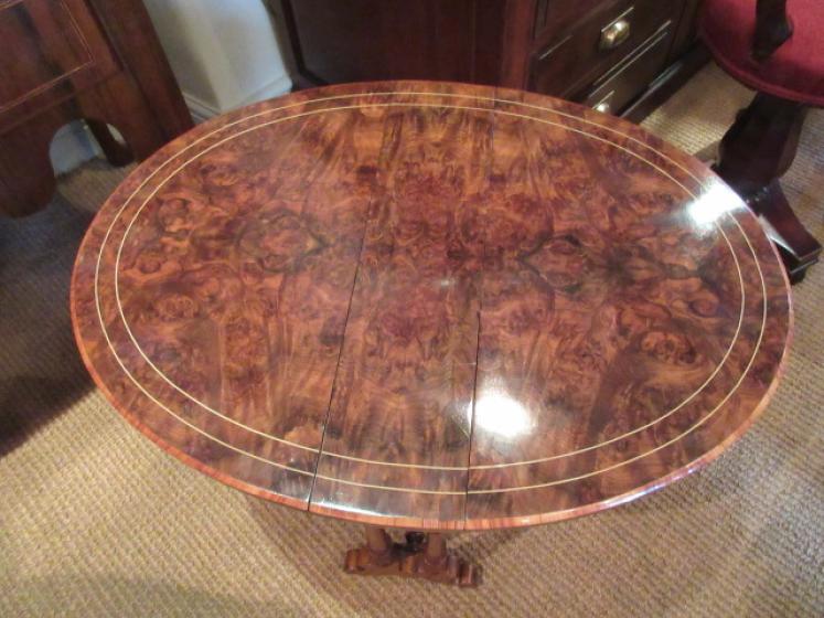 Superb Victorian Burr Walnut 'Baby' Sutherland Table - Image 3