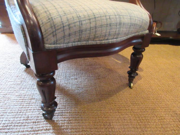 Early Victorian Upholstered Open Wing Armchair - Image 2