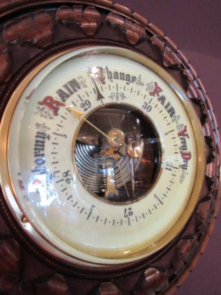 Top Quality Victorian Walnut & Ebony Skeletonised Barometer - Image 2