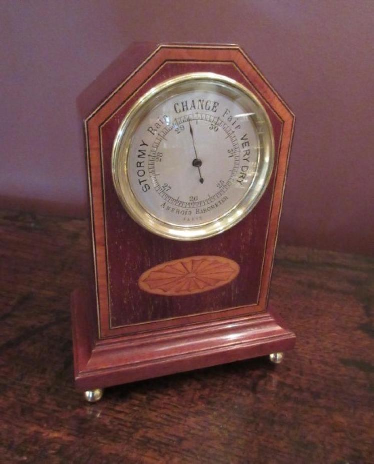Top Quality Edwardian Inlaid Mantel Top Barometer - Image 1