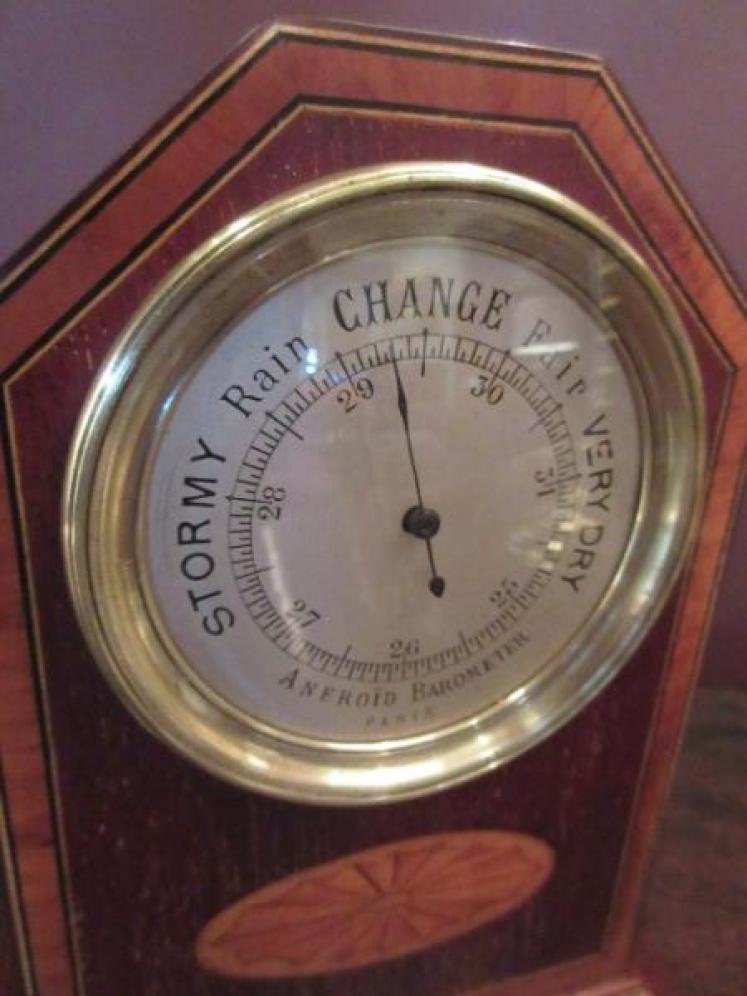 Top Quality Edwardian Inlaid Mantel Top Barometer - Image 2
