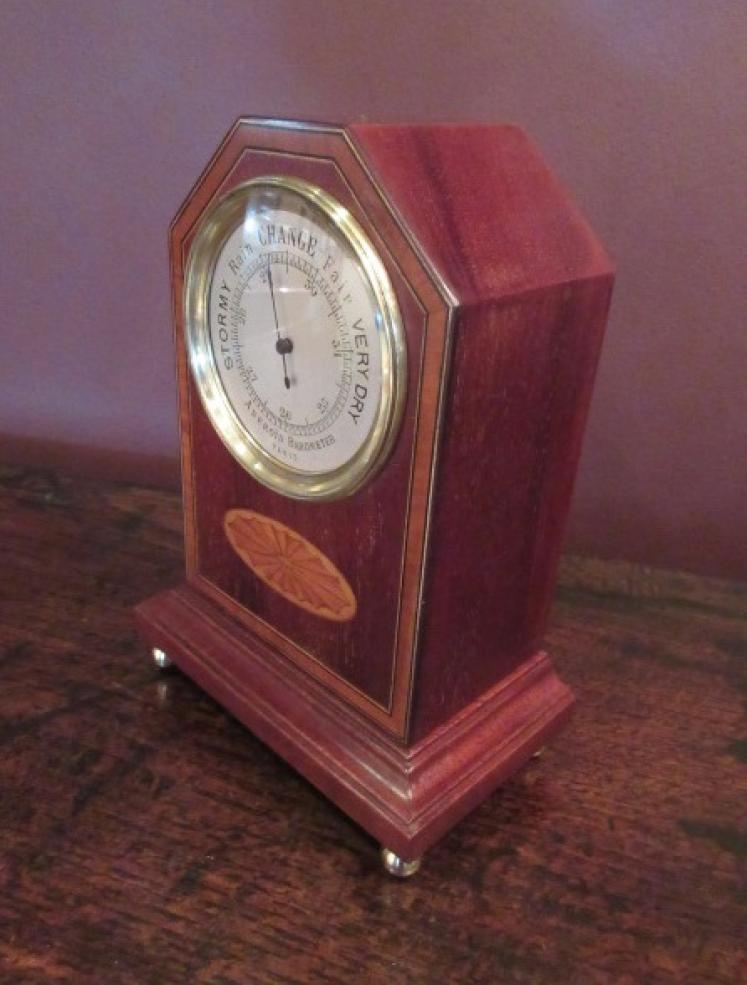 Top Quality Edwardian Inlaid Mantel Top Barometer - Image 5