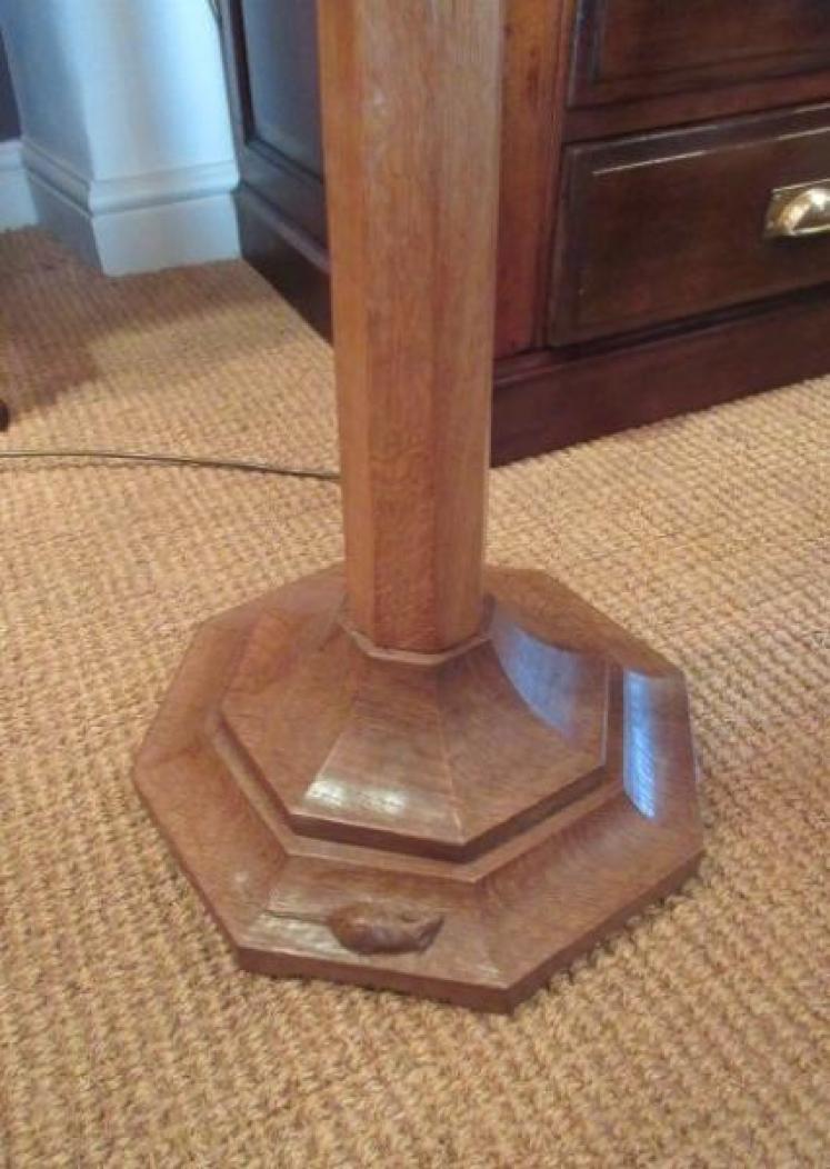 Superb Mouseman Adzed Oak Standard Lamp - Image 2