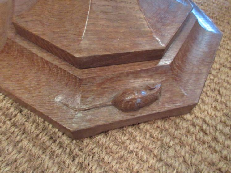 Superb Mouseman Adzed Oak Standard Lamp - Image 4