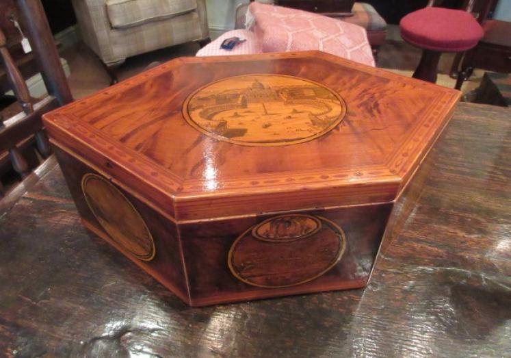 Superb Regency Period Inlaid Lozenge Shaped Box - Image 1