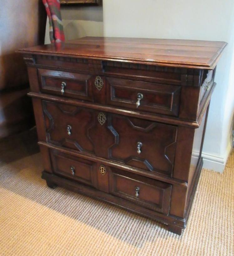 Small Early Period Oak Geometrical Front Chest - Image 5