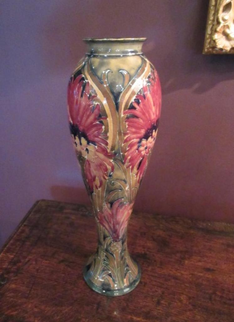 Art Nouveau Moorcroft Cornflower on Ochre Vase - Image 2
