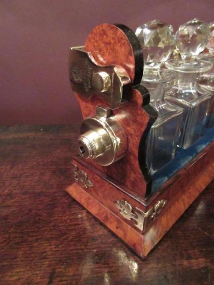 Superb Mid Victorian Burr Walnut Miniature Tantalus - Image 5