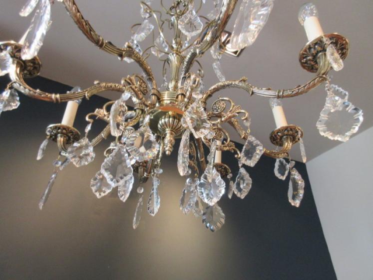 Superb Edwardian Period Brass & Cut Glass Chandelier - Image 2